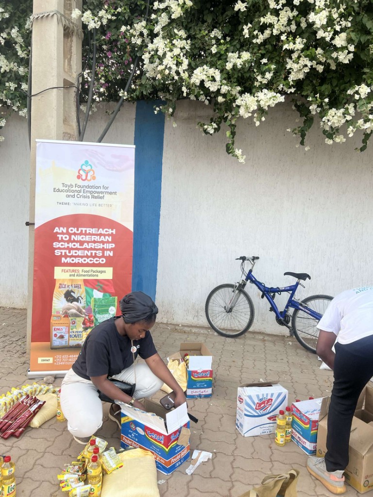 Tayb Foundation Morocco outreach — Foundation volunteers packing essential food supplies