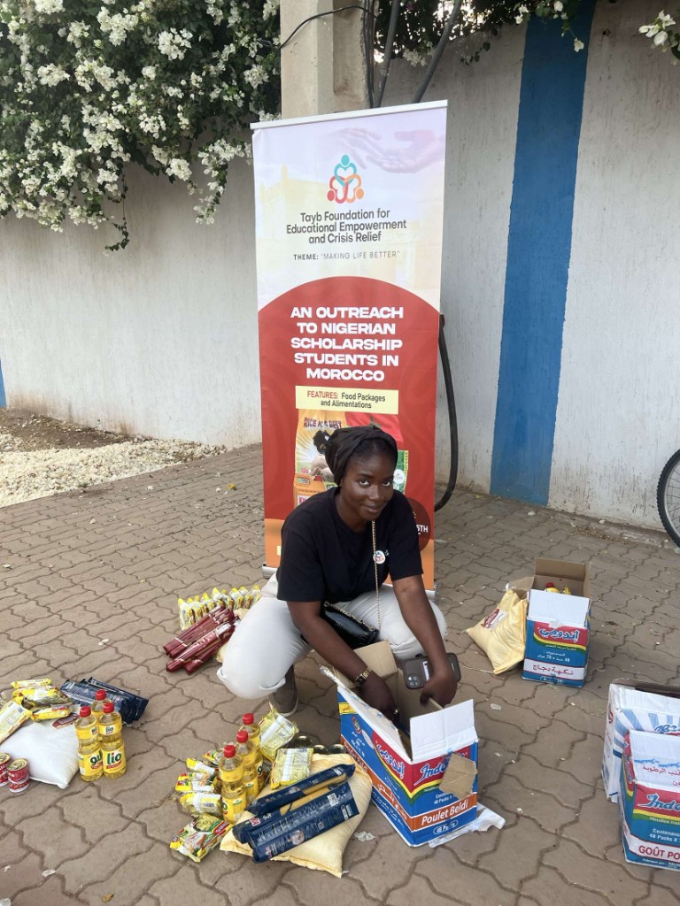 Tayb Foundation Morocco outreach — Volunteers sorting food packages for distribution